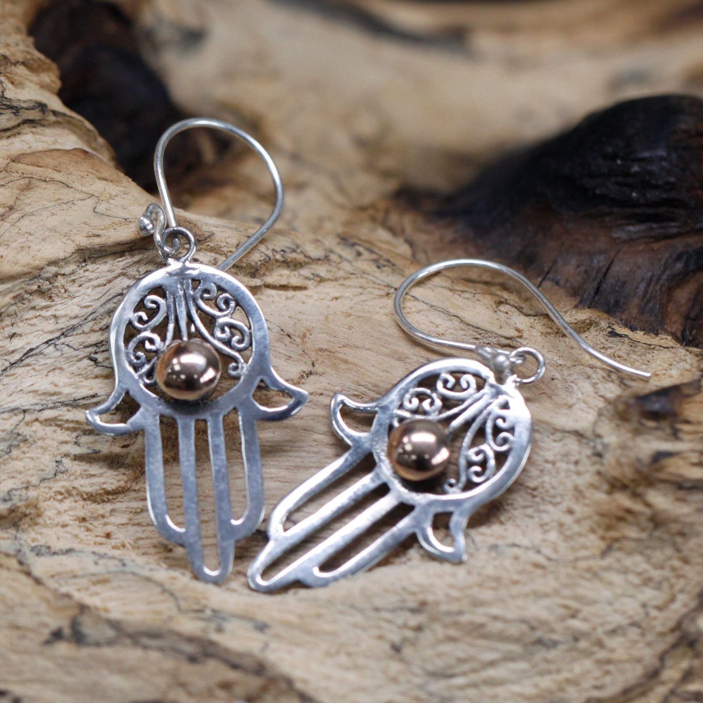 Ezüst és Arany Fülbevaló - Hamsa