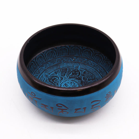 Földpor hangtál - Kék mantra Öt Buddha - 16cm