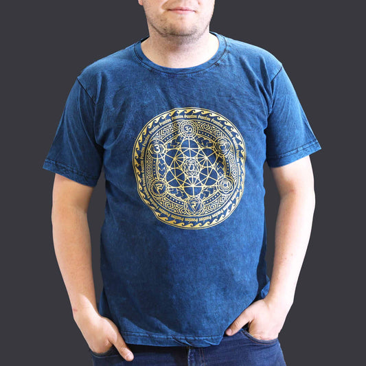 Nomád Sari Stonewashed Pamut Póló – Csakra – Kék – XL