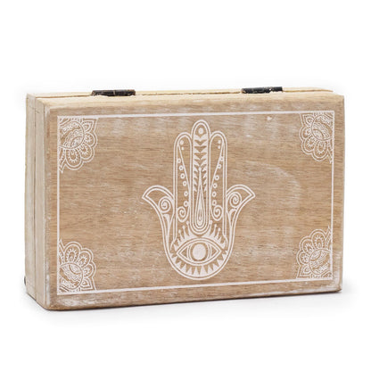 Nagy téglalap alakú doboz 21,5x14x6,3cm - Hamsa Whitewash