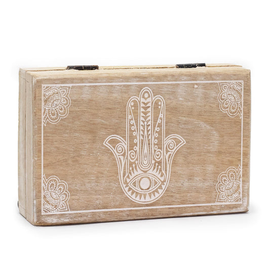 Nagy téglalap alakú doboz 21,5x14x6,3cm - Hamsa Whitewash