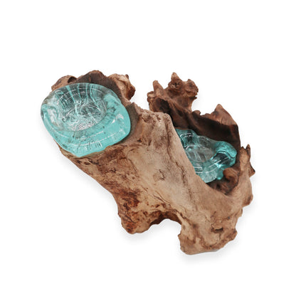 Molton Glass gyertyatartó dupla, fából