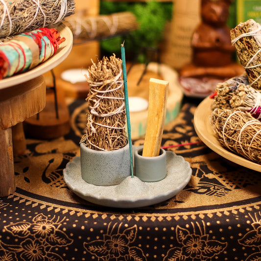Palo Santo rúd és füstölőtartó – Lótuszvirág – Kék