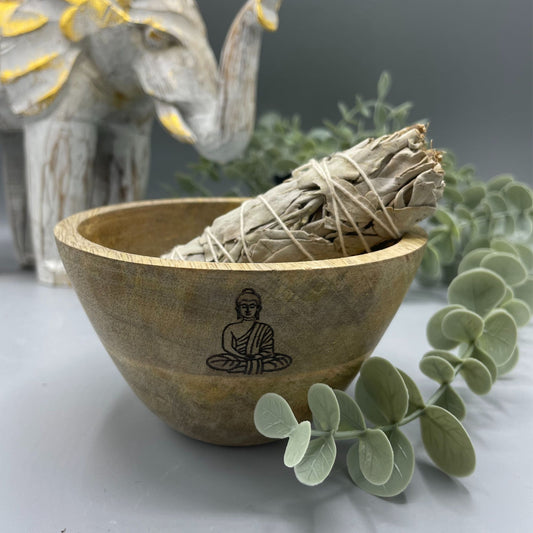 Fa füstölő és rituális áldozati tál - Buddha - 12x7cm