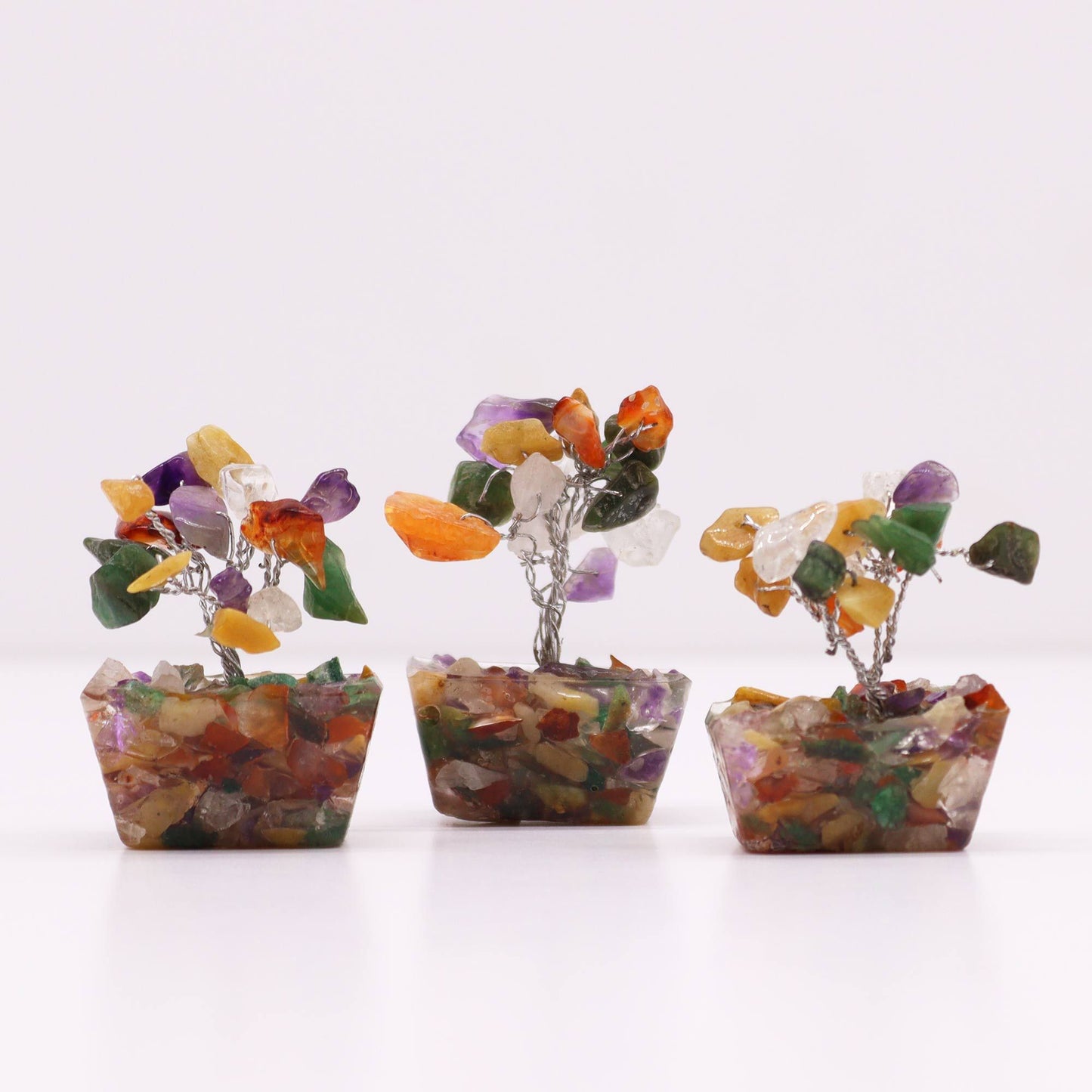 Mini drágakő fák orgonit alapon - Vegyes kövek (15 kő)