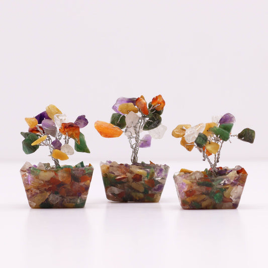 Mini drágakő fák orgonit alapon - Vegyes kövek (15 kő)