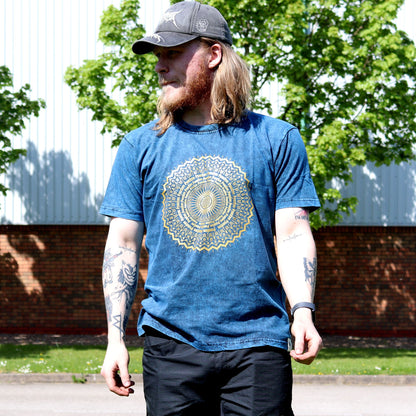 Nomad Sari Stonewashed Cotton T-Shirt - Mandala - Blue