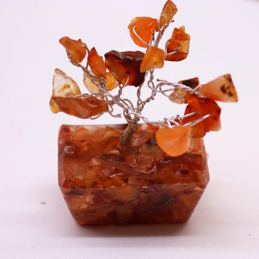 Mini drágakő fák orgonit alapon - karneol (15 kő)