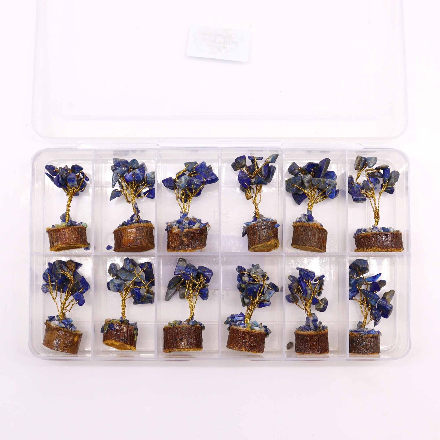 Mini Gemstone Trees On Wood Base - Sodalite (15 stones)