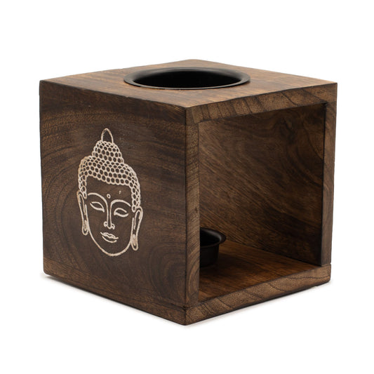 Nagy négyzet alakú mangófa olajmécses - Buddha arc