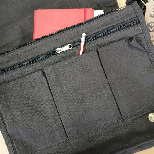 Pamutvászon Laptop Futártáska - Szénszürke