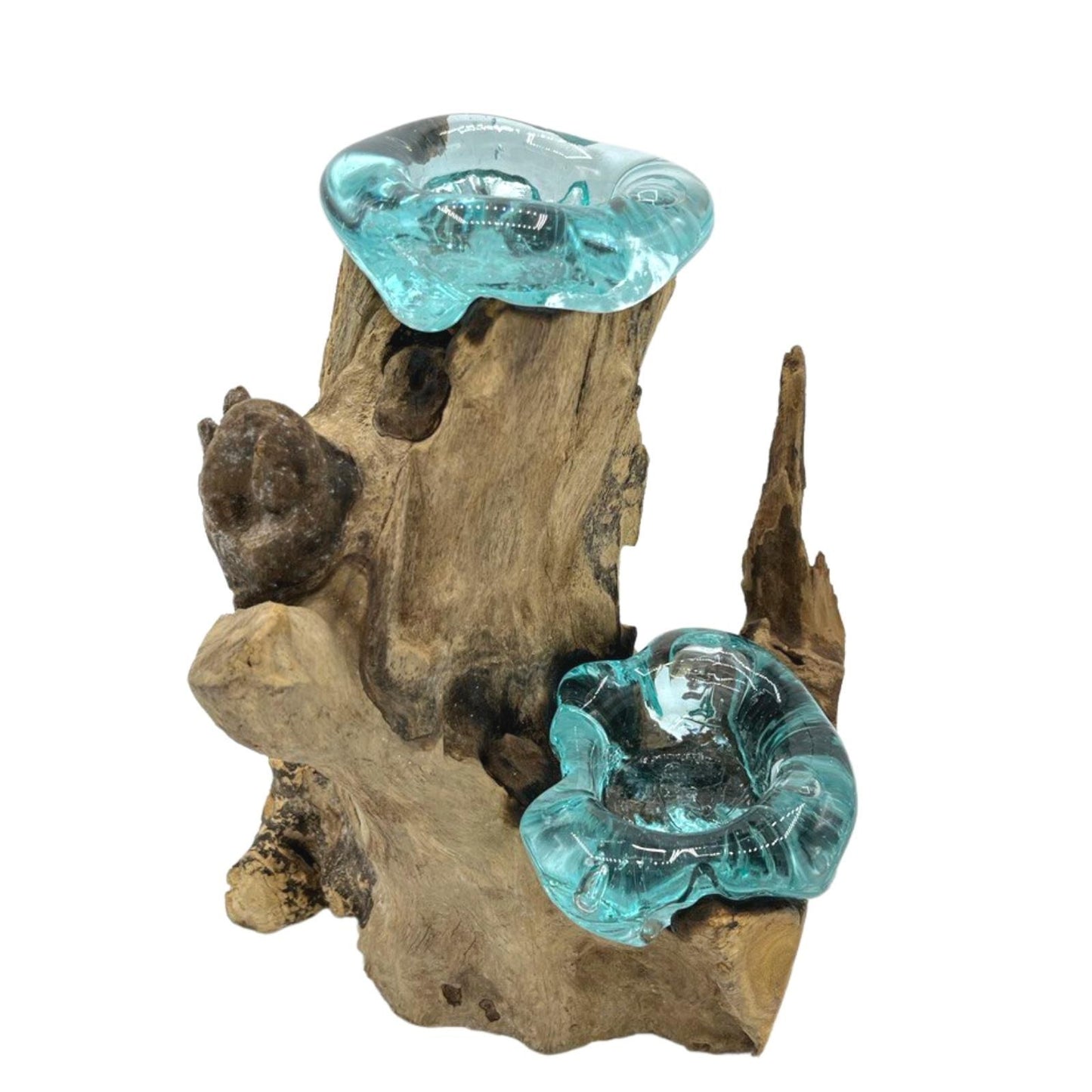 Molton Glass gyertyatartó dupla, fából