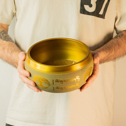 Nagy alumínium hangtál – Buddha életfa – Réz színű (19 cm)