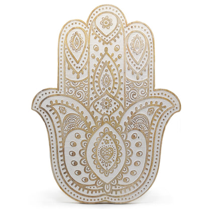 Mangófa Hamsa Falikép - Fehérre mosott 52 cm