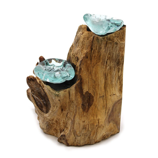 Molton Glass gyertyatartó dupla, fából