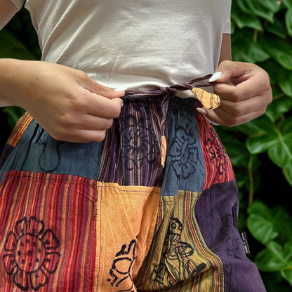 Nomad Sari Mushroom Pants - Block Print Designs - Orange Tones