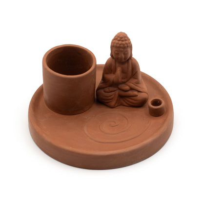 Többcélú Buddha füstölő tartó – Természetes terrakotta stílusban