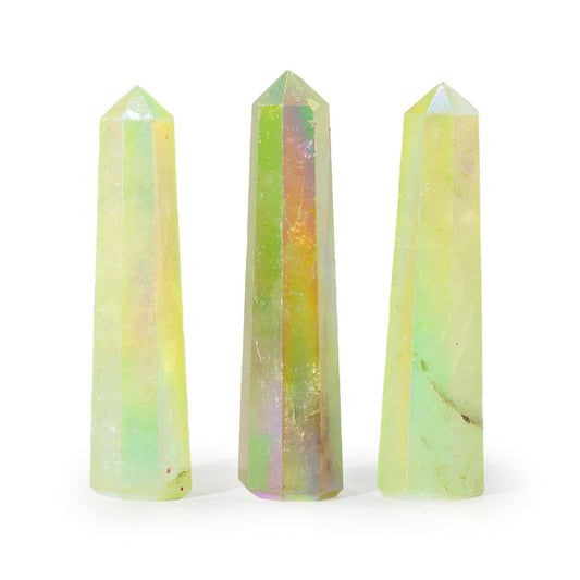 Drágakő obeliszk csúcs, kb. 9 cm - Aurora kristálykvarc - Világoszöld