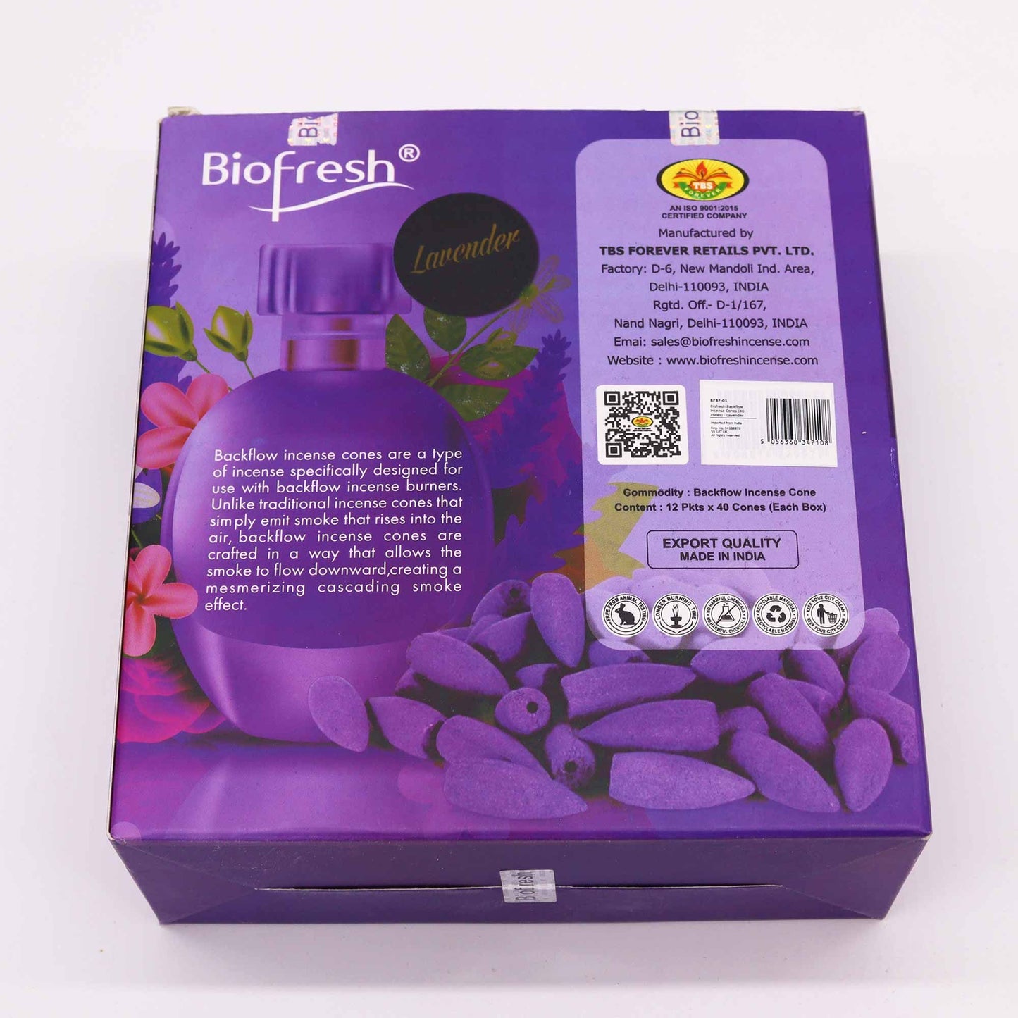 Biofresh visszaáramló füstölő kúpok (40 db) - Levendula