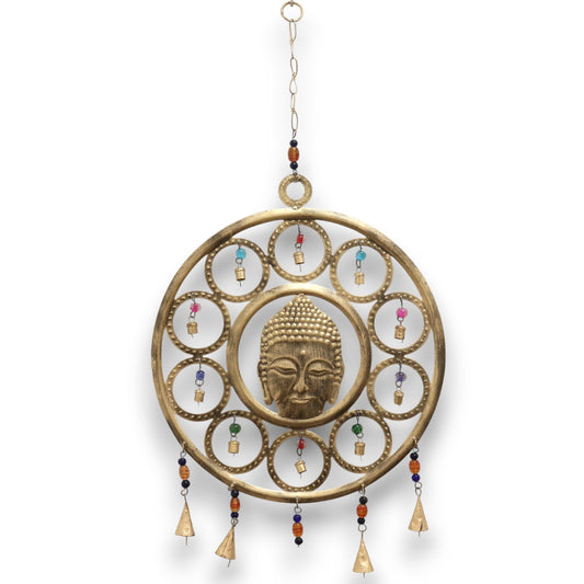 Indiai Szélcsengő – Nagy Buddha Arc 15 Harangos Szélcsengő – 36cm