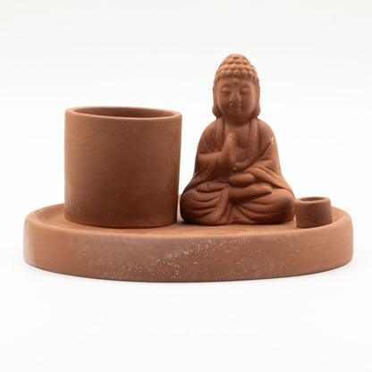 Többcélú Buddha füstölő tartó – Természetes terrakotta stílusban