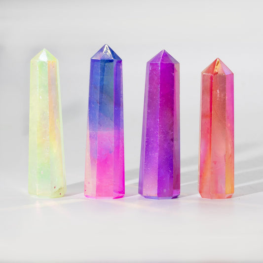 Drágakő obeliszk csúcs kb. 9 cm – Aurora kristály kvarc – rózsaszín és kék