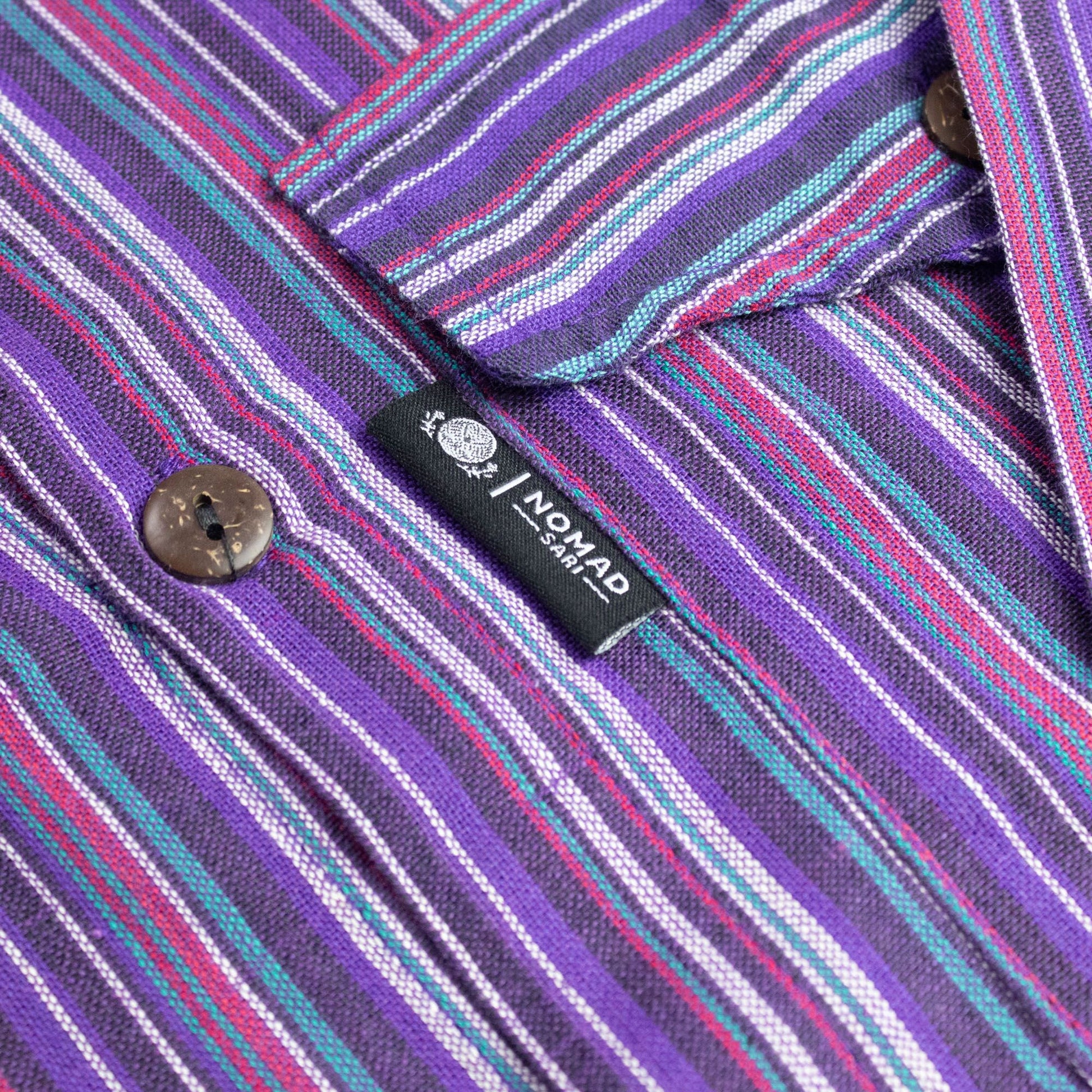 Nomad Sari Grandad Shirt - Black Purple