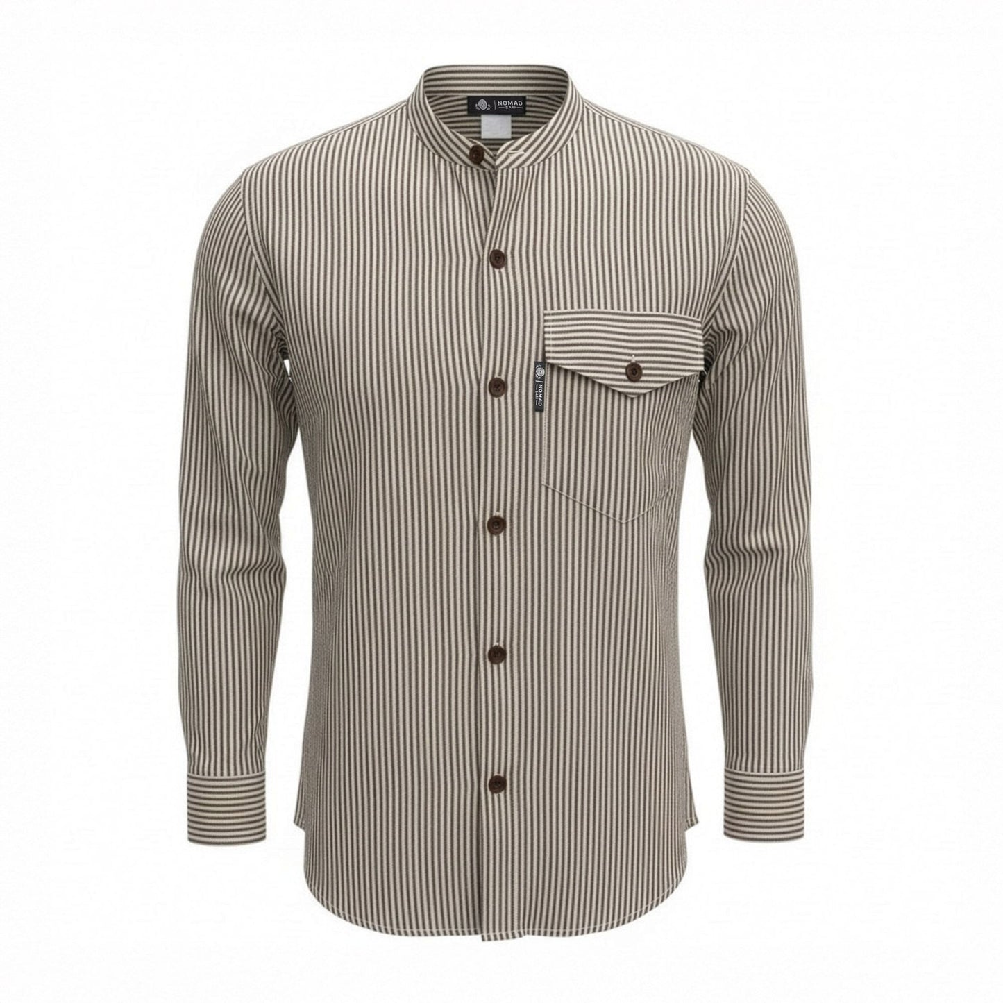 Nomad Sari Grandad Shirt - Grey Stone