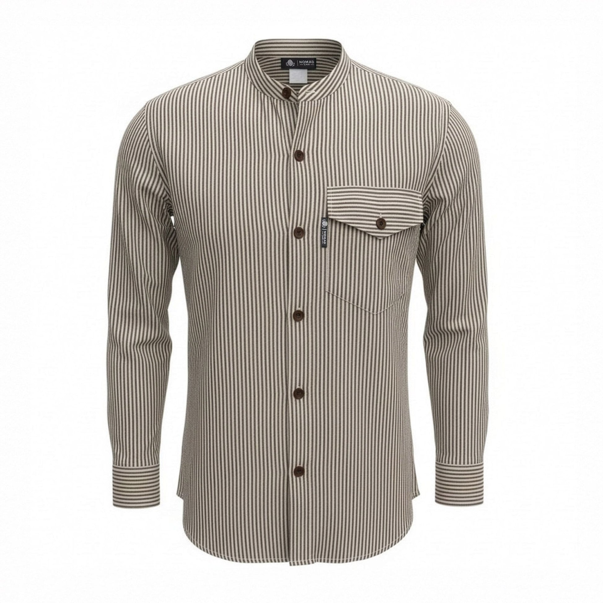 Nomad Sari Grandad Shirt - Grey Stone
