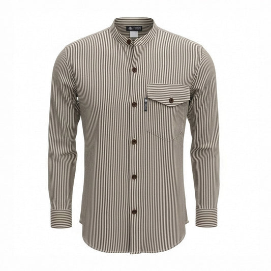 Nomad Sari Grandad Shirt - Grey Stone
