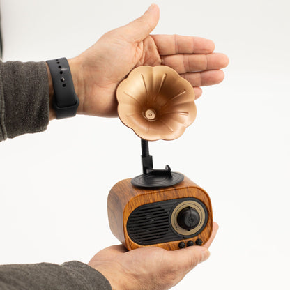 Retro Mini Gramofon hangszóró – Bluetooth és FM rádió – 5 watt x 1