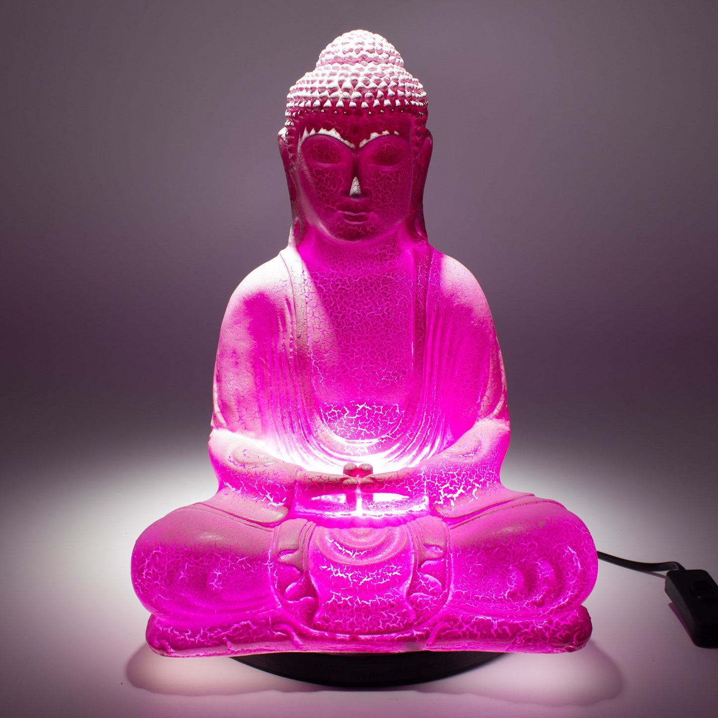 Meditációs Buddha Lámpa – Cseresznyefa repedezett, ovális talpazat