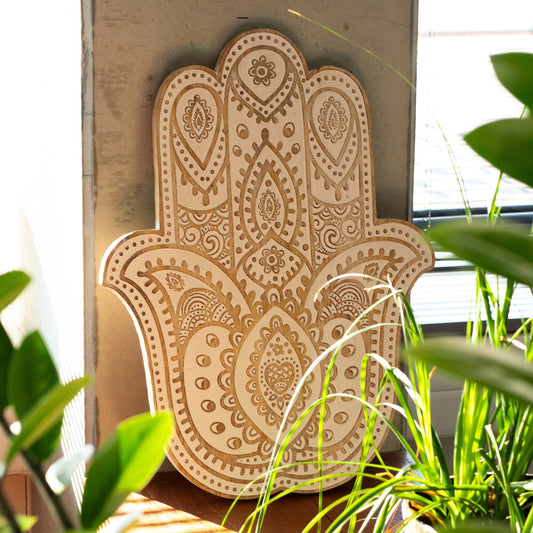 Mangófa Hamsa Falikép - Fehérre mosott 52 cm