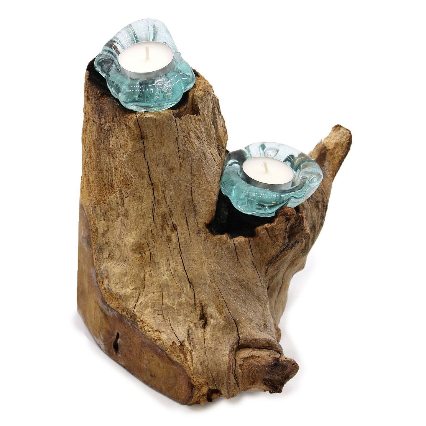 Molton Glass gyertyatartó dupla, fából