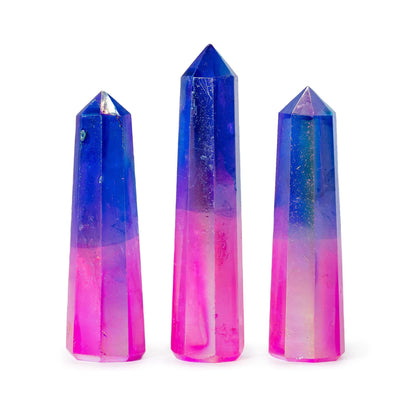 Drágakő obeliszk csúcs kb. 9 cm – Aurora kristály kvarc – rózsaszín és kék