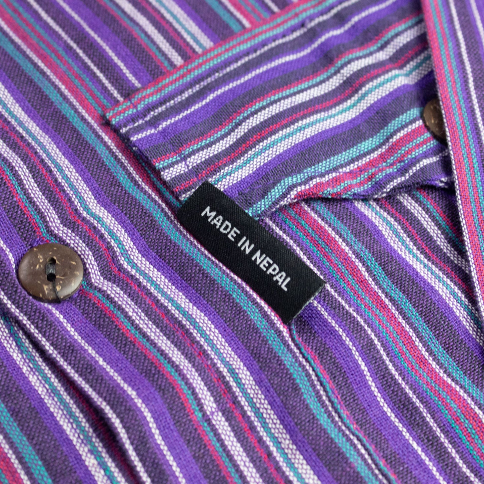 Nomad Sari Grandad Shirt - Black Purple