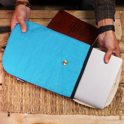 13 hüvelykes párnázott laptop tok – őrült sárga – 14 oz-os kőmosott farmer