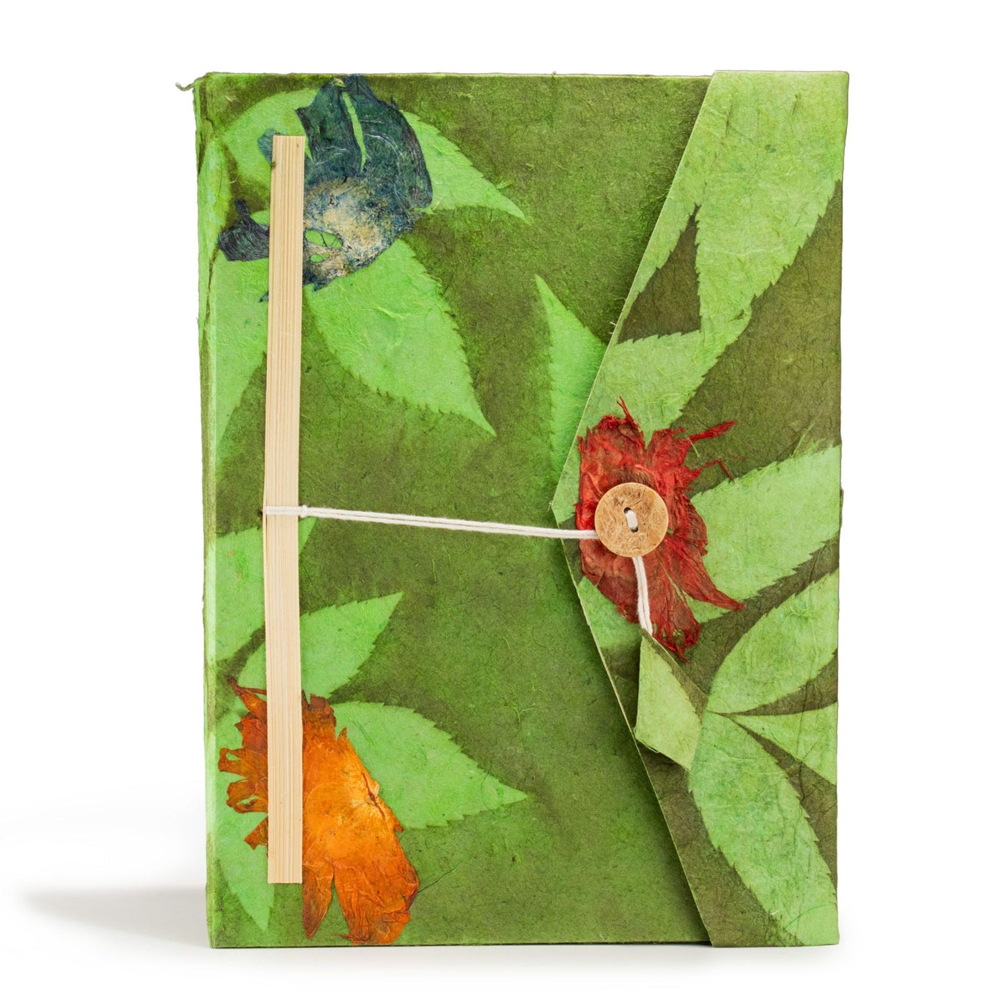 Lokta Merész Virágos Jegyzetfüzet – Nagy (21x15cm) – 45 Lap – Könyvjelzővel – Mohazöld