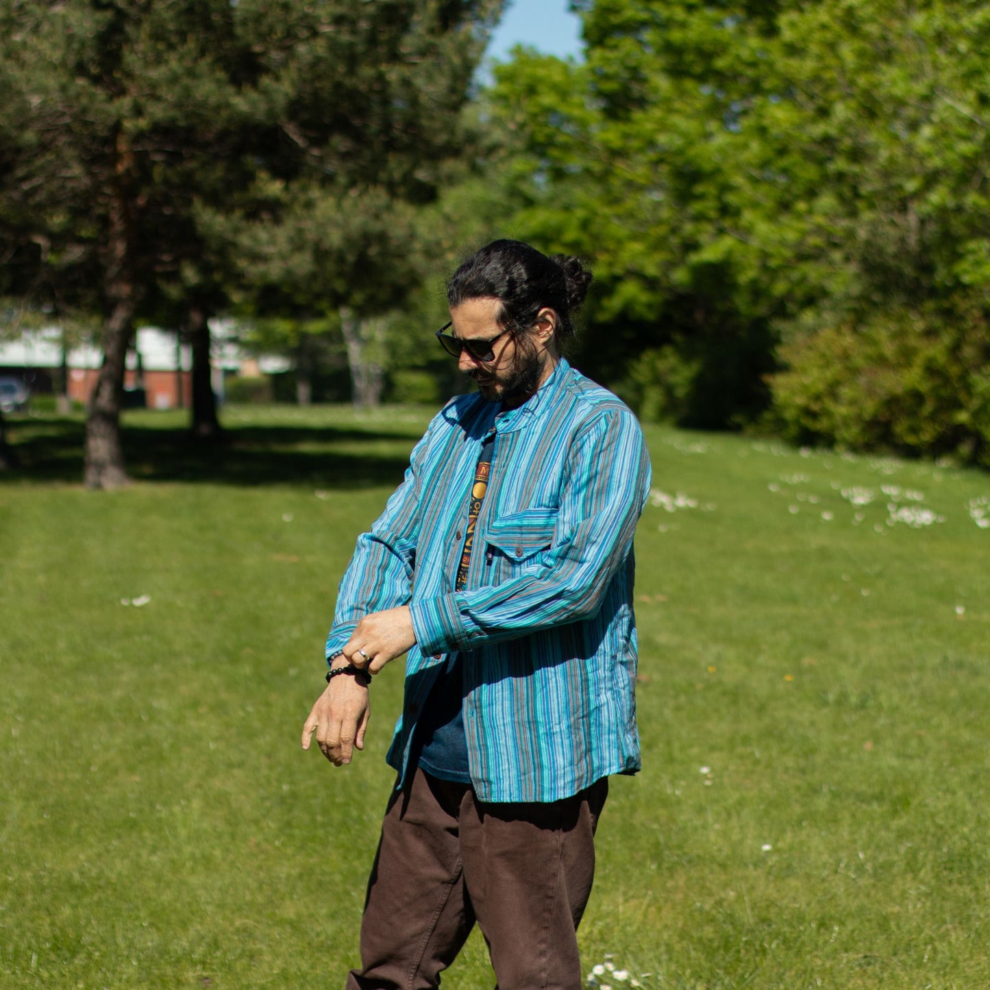 Nomad Sari Grandad Shirt - Turquoise