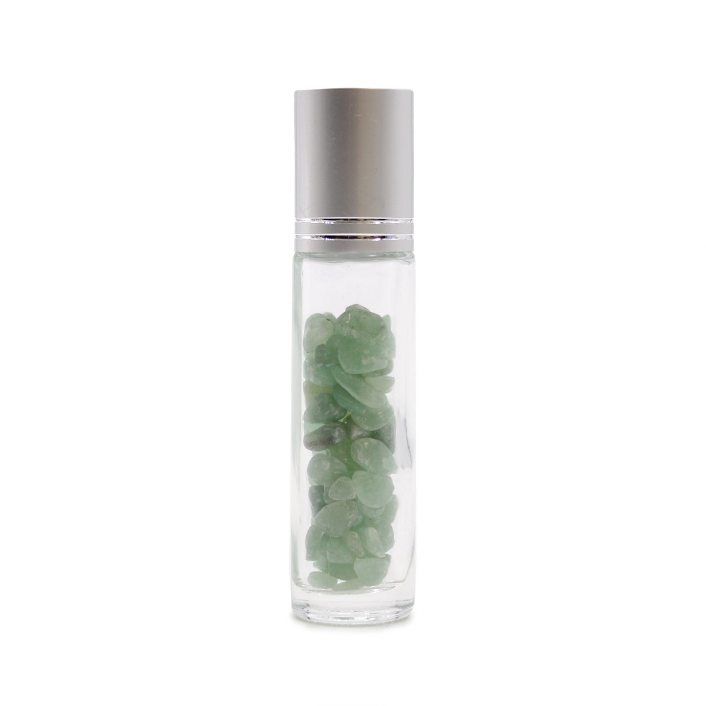 Drágakő illóolaj roll-on palack - Aventurin - Ezüst kupak + drágakő roll-on hegy 5 ml-es palackhoz - Aventurin