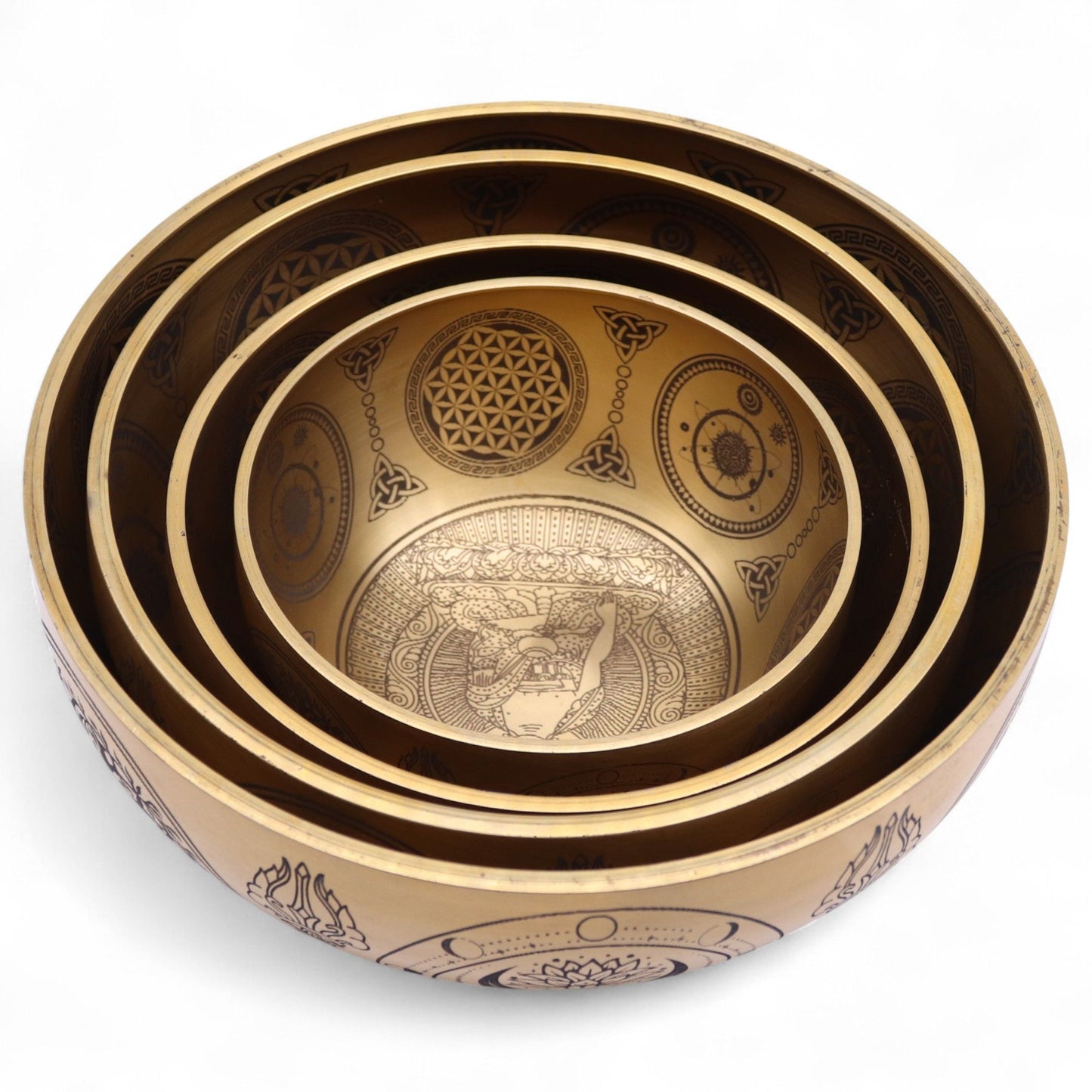 Tiszta rézmaratott Buddha – 4 darabos készlet – kb. 3,85 kg