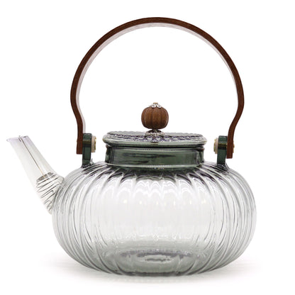 Üveg Teafőző kanna - Szénszínű bordázott gyöngyház - 950 ml