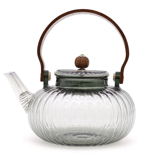 Üveg Teafőző kanna - Szénszínű bordázott gyöngyház - 950 ml
