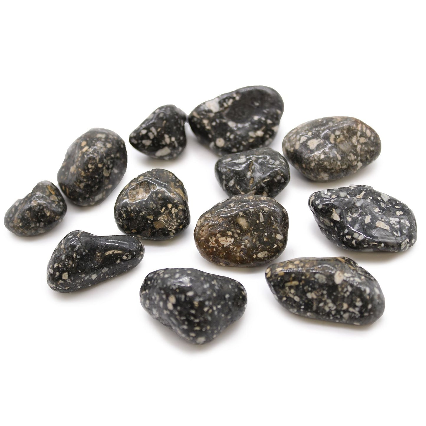 12 db-os közepes afrikai marokkövek tasakban - Gyöngytyúkmintás tasakban, 12 db közepes méretű