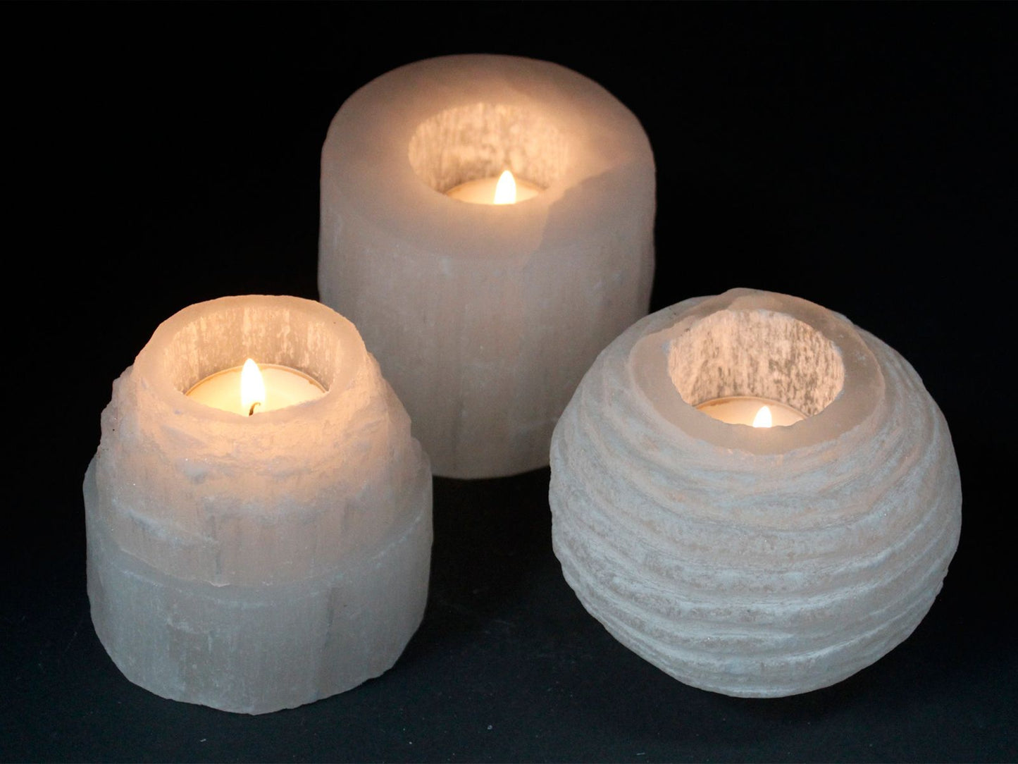 Szelenit hógolyó gyertyatartó - 8 cm