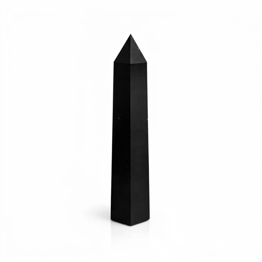 Drágakő hatoldalú obeliszk csúcs kb. 17cm - Fekete Turmalin