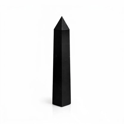 Drágakő hatoldalú obeliszk csúcs kb. 17cm - Fekete Turmalin