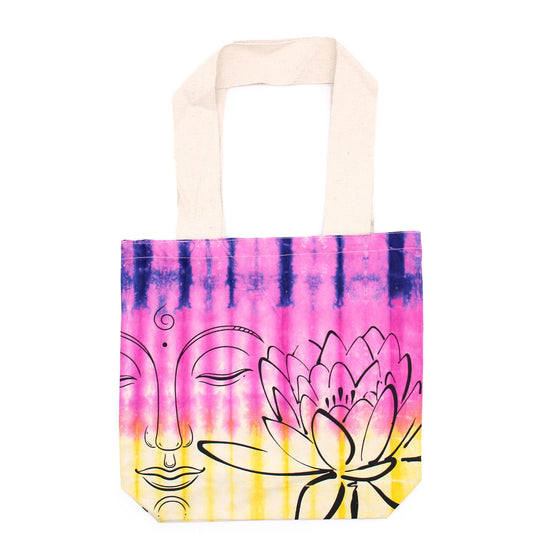 Festett pamuttáska (6oz) - 38x42x12cm - Lótusz Buddha - Többszínű - Natúr fül