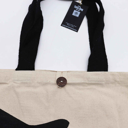 Nomad Sari ikonikus klasszikus vászontáska – fekete macska – natúr, 280 g-os