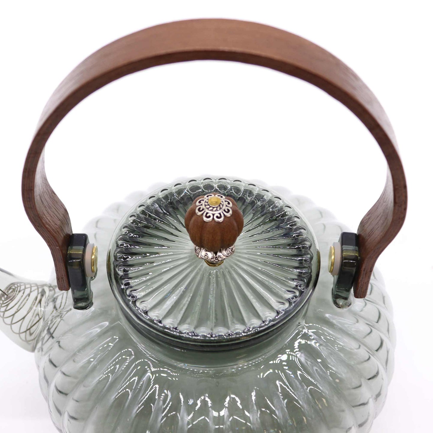 Üveg Teafőző kanna - Szénszínű bordázott gyöngyház - 950 ml